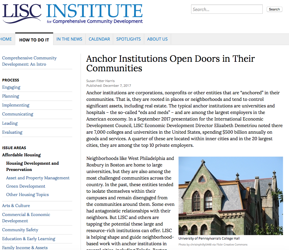 LISC Article _Anchor Institutions